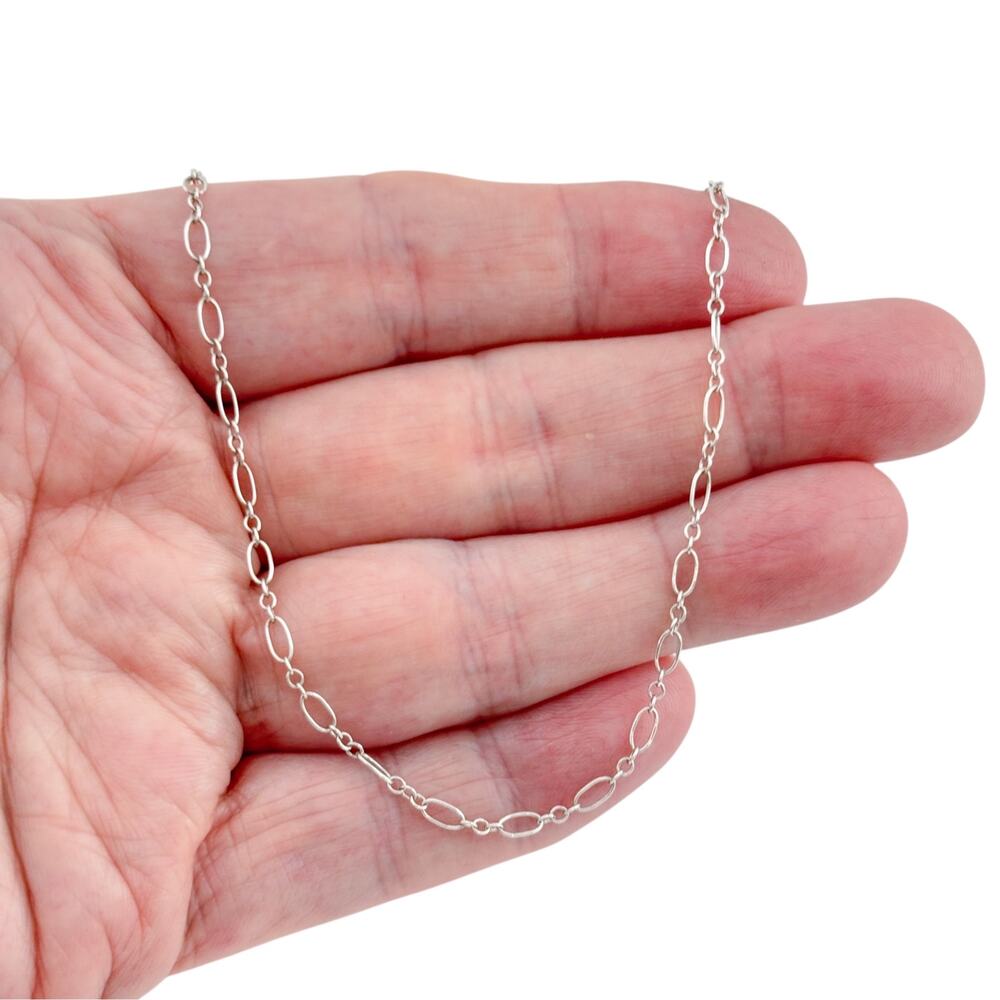Vintage Sterling Silver 925 Figaro Link Chain Necklace 30"